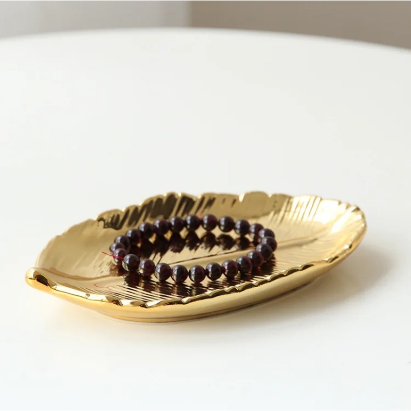 Keramik Blätter Erzähler Baum Blatt Schmuck Snacks Nachtisch Silber Ablage Rose Gold Keramik Schmuck Emaille Schmuckstück Erzähler