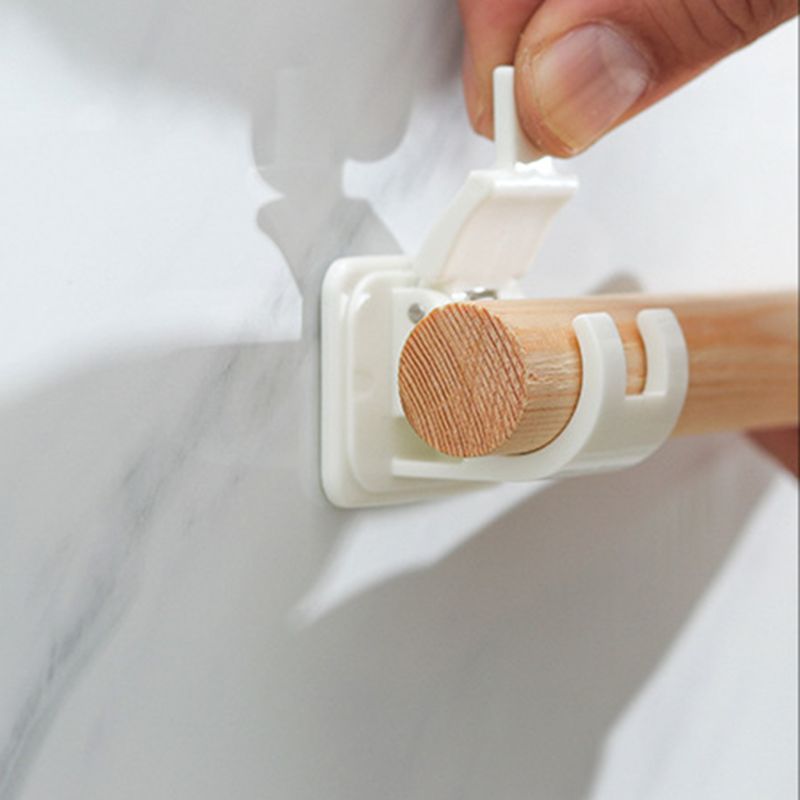 1Pair Curtain Rod Brackets No Drill Adjustable Stick Fixed Clip Holder Rack Hook B85C