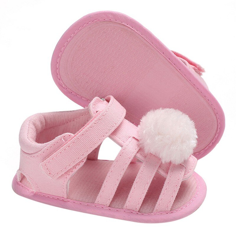 Baby Shoes Baby Sandals Listing Summer Newborn Girls Cute Hollow Hair Ball Princess Sandals Anti-skid Shoes 0-18M A