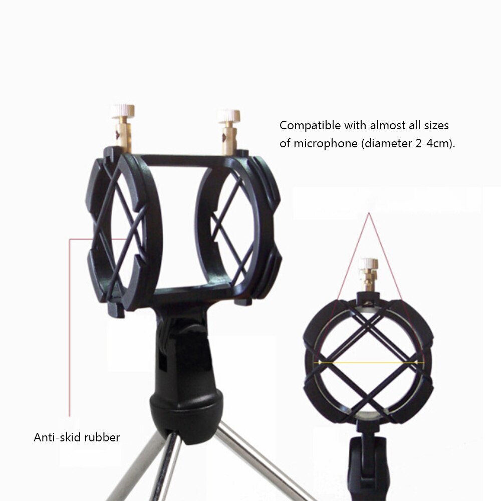 Microphone Tripod Stand Foldable Desktop Microphone Bracket with Shock Mount Mic Holder Clip for Karaoke Studio Recording