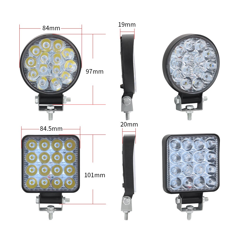 Mini Offroad Led Bar 12V 24V Vierkante Led Verlichting Voor Auto Truct Boot Atv Suv 4X4 Tractor 42W 48W Spots Led Light Bar Wit