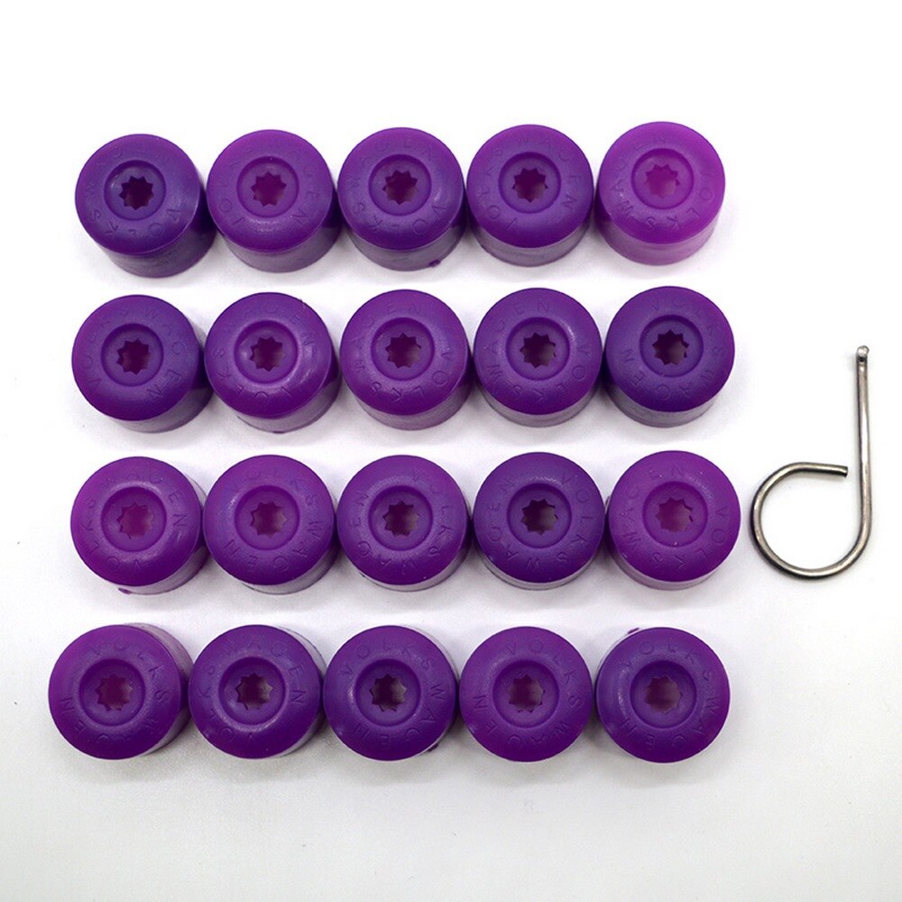 Car Wheel Cover Hub Nut Bolt Covers Cap 20Pcs 17mm Auto Tyre Screws for Volkswagen VW Golf MK4 Exterior Protection Accessories: Purple