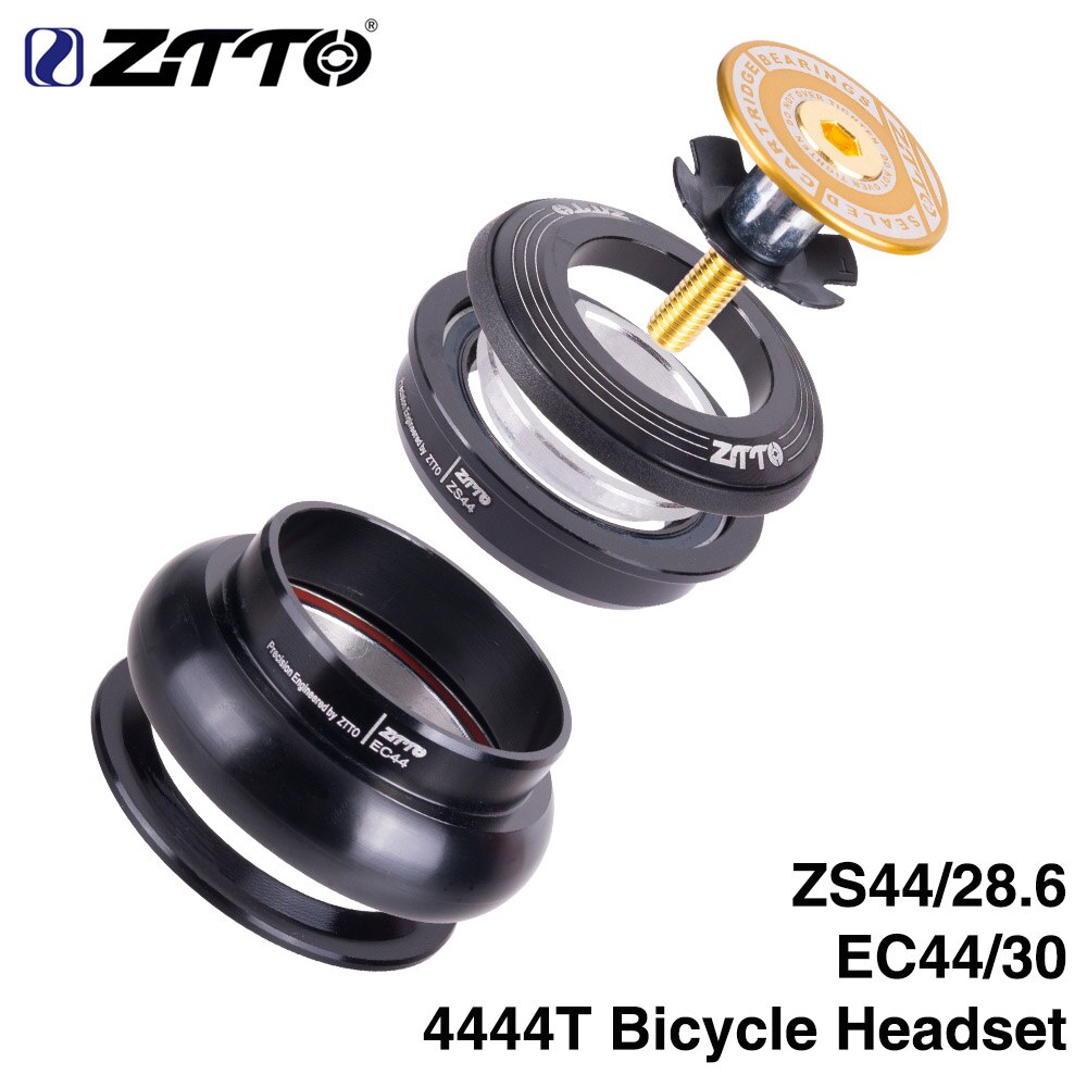 ZTTO 4444T MTB Bike Road Bicycle Headset 44mm ZS44 CNC 1 1/8"-1 1/2" 1.5 Tapered Tube fork Internal Threadless EC44 Headset: 4444T GOLD