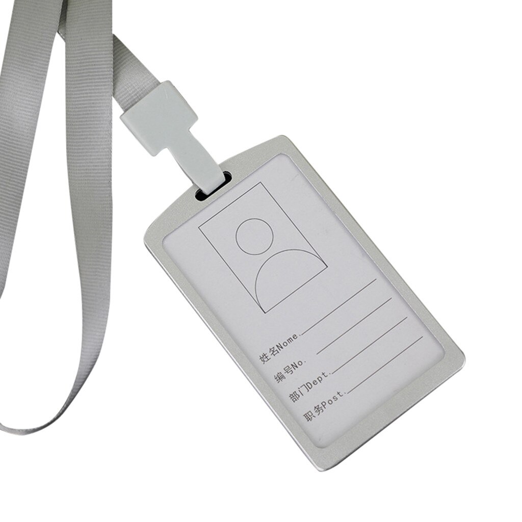 Aluminum Vertical Id Card Badge Holder Business Work Bus Card Case Cover Lanyard Office Tools Employee Information Card#p30: F