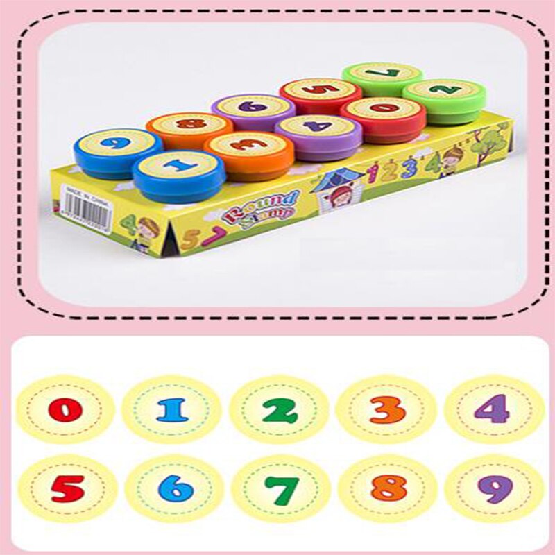 Set de 10 sellos de dibujos animados para niños, sellos de animales, frutas, tráfico, sonrisa, sello para álbum de recortes