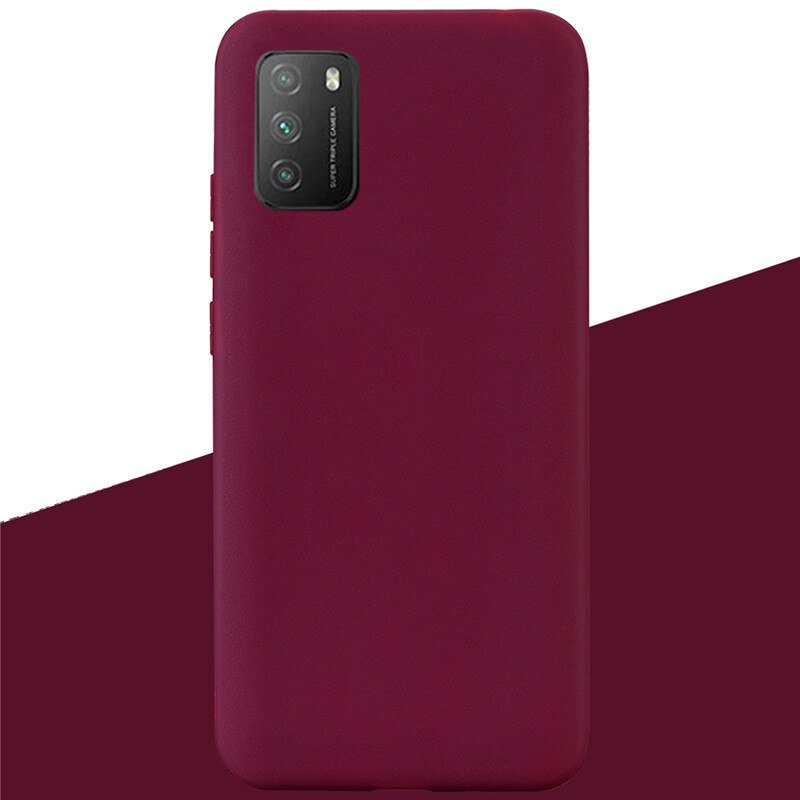 For POCO M3 Case Soft Silicone Tpu Case For Xiaomi Poco M3 Case Protective Silicone Case For POCO M3 M 3 Fundas Coque Shell Capa: 10 Wine Red