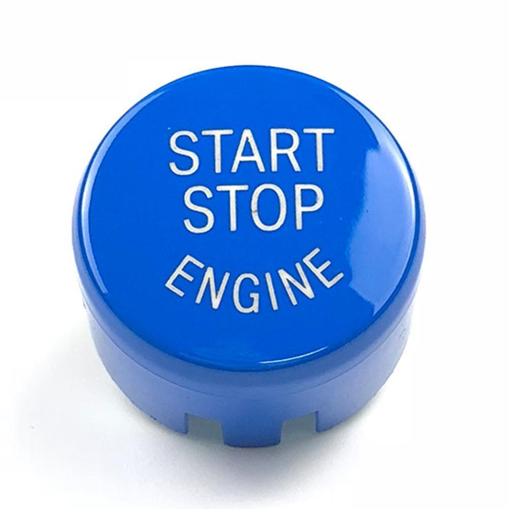 Bil start stop motor trykknap knapper trim til bmw  f30 f10 f34 f15 f25 f48 x1 x3 x4 x5 nøglefri startknap cover cover shell: Blå