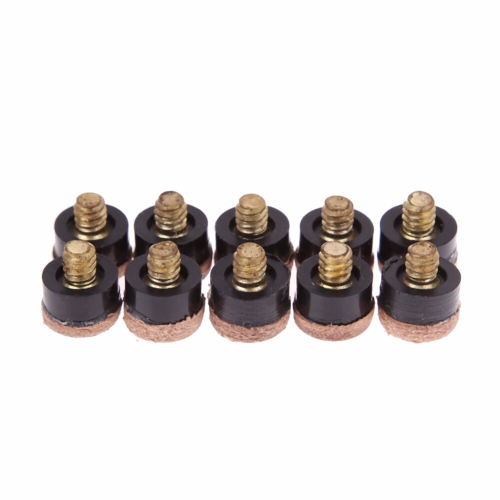 10pcs Cue Tips 10mm Leather Tip Metal Thread Screw Billiard Cue Tips For Pool Snooker Billiards Replacement Parts Cue Ball Cont
