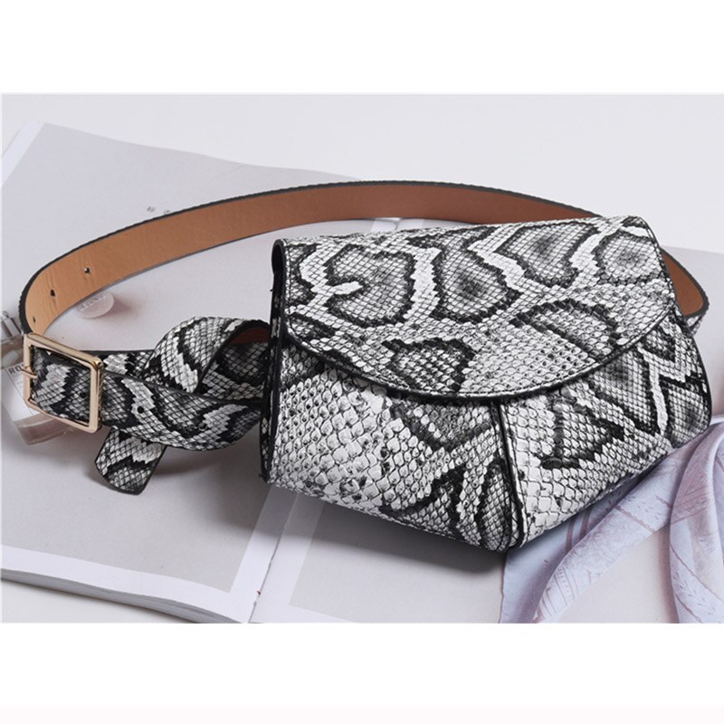 Vrouwen Serpentine Fanny Pack Dames Mode Riem Tas Mini Disco Taille Tas Lederen Kleine Schoudertassen Zwart Roze: WHITE