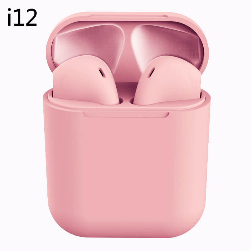 TWS Earbuds Wireless Bluetooth Earphones i7s i12 5.0 Stereo Sport In-Ear Multifunctional Headsets With Microphone 【Upgrade】: i12-Pink