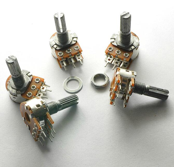 6 Pins Split 20Mm Shaft Rotary Dual Taper Pot Lineaire Potentiometers Dual Joint Versterker Potten 50K