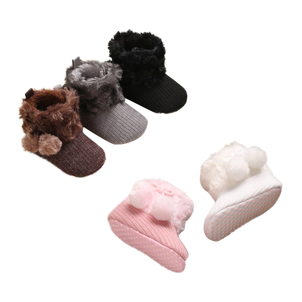 0-18M Baby Meisjes Winter Schoenen Waggel Eenvoudige Multi-Kleur Harige Bal Leuke Comfortabele Non-slip Walking Out Laarzen