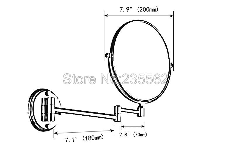 Polished Gold Brass Folding Dual Arm Extend Bathroom Mirror Wall Mounted Magnifying Mirror Makeup Mirror