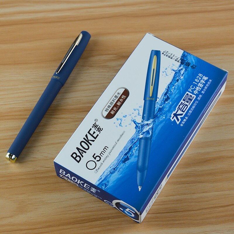 12 pièces BAOKE 0.5mm/0.7mm/1.0mm Gel givré stylo école stylo recharge haute capacité noir Gel encre stylos fournitures scolaires de bureau: 0.5mm blue 12pcs