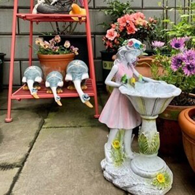 Flower Fairy Solar Decoration Resin Garden Statue Solar Power Glow in the Dark Yard Outdoor Sculpture GQ