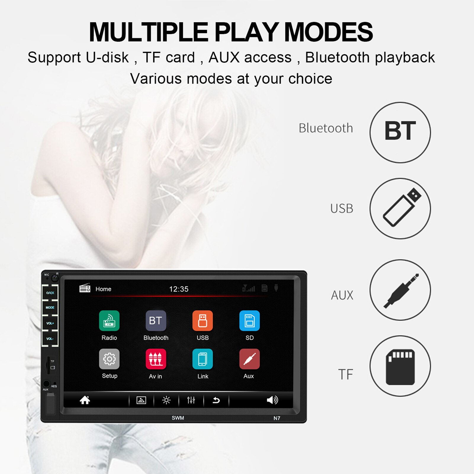 7 Inch Screen Bluetooth Car MP5 Video Player Supports for IOS XR Interconnection HD video play FM radio Car Accessories