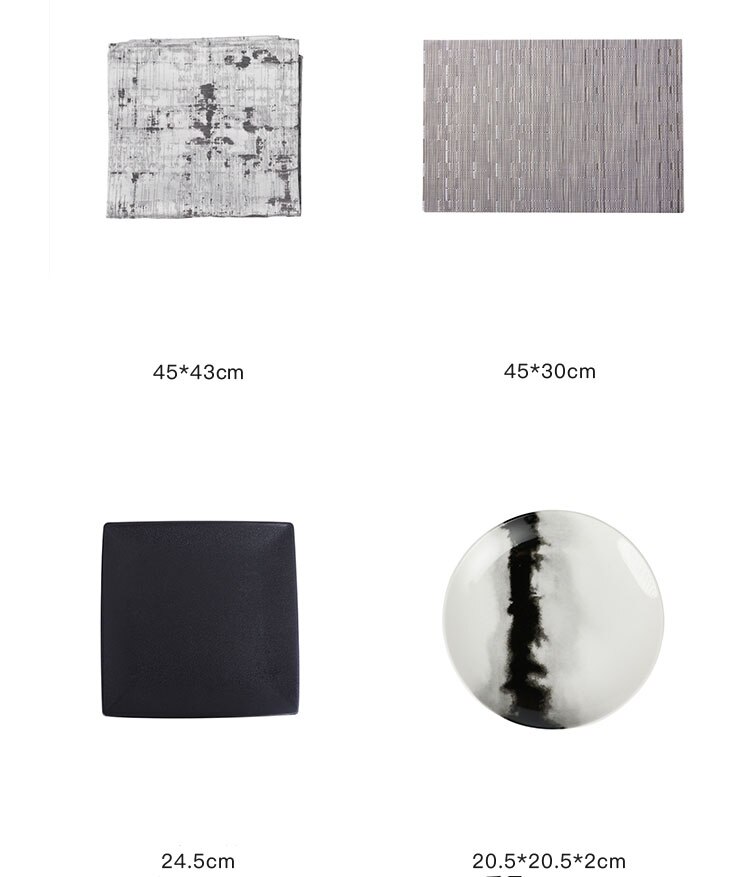 Style Model Room Dinner Plate Set Soft Decoration Exhibition Hall Display Smudge Napkin Plate Model Room Tableware