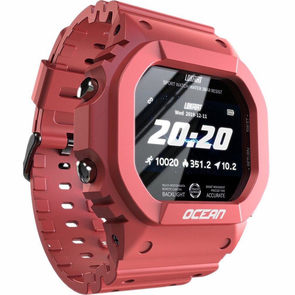 Smart Watch Heart Rate Monitoring Waterproof Smart Watch Fitness Tracker Multifunctional Sports Watch: RED