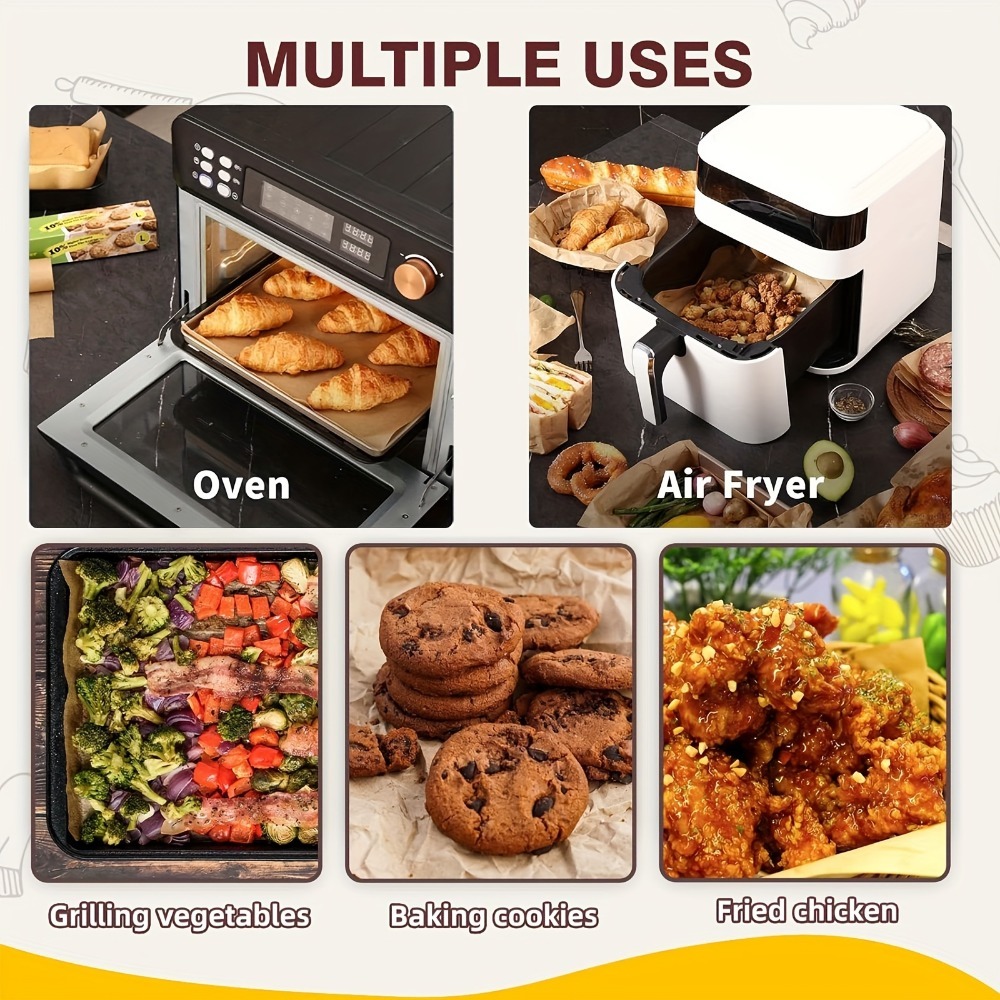 Hojas de papel pergamino para hornear, revestimientos antiadherentes precortados para horno, freidora de aire, estera para asar, pan al vapor, galletas, 5/8/10/20m