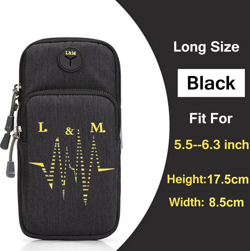 Für Motorola E7 Power Moto G Schnelle G8 Stylus G Power Rand S 30 Pro G10 G30 G100 Fall Arm band Tasche Tasche Laufen Sport Armband: L(17.5 x 8.5cm)Black