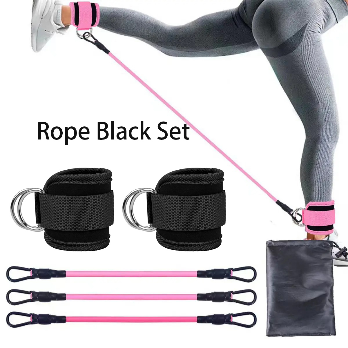 Enkelbandjes Weerstandsband Elastische Oefening Been Kracht Yoga Pilates Extra Trekkoord Gym Fitness Apparatuur Sport Vrouwen: WHITE