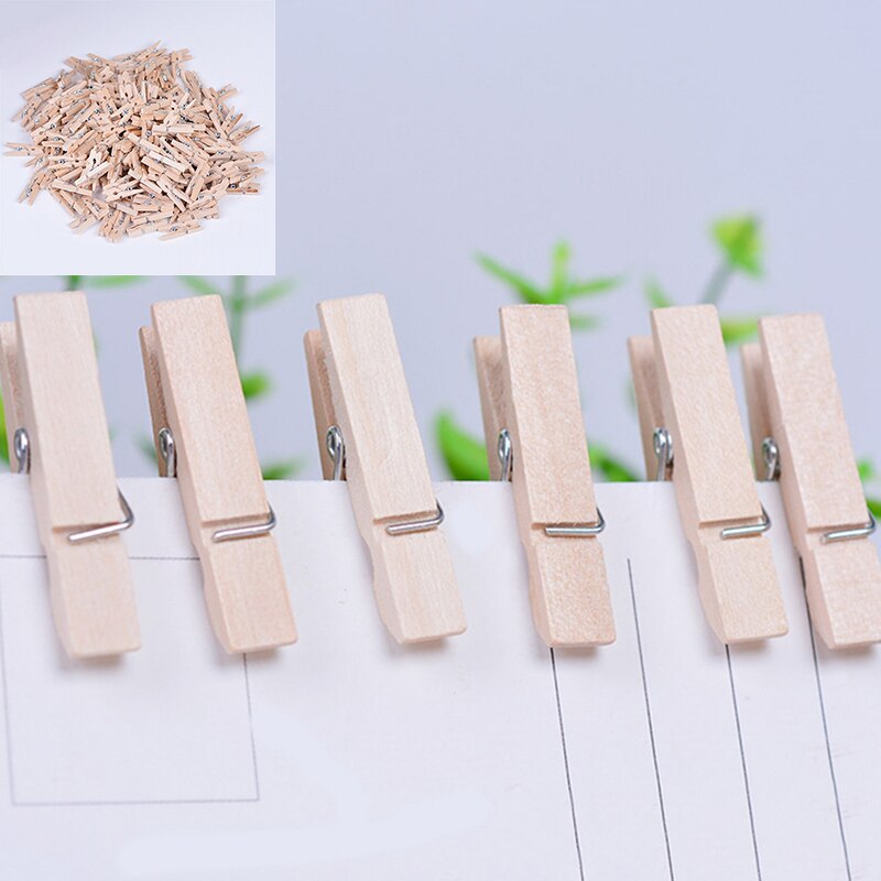 50 stuks zeer kleine mijnmaat 25mm mini natuurlijke houten clips voor fotoklemmen wasknijpers knutseldecoratieklemmen knijpers