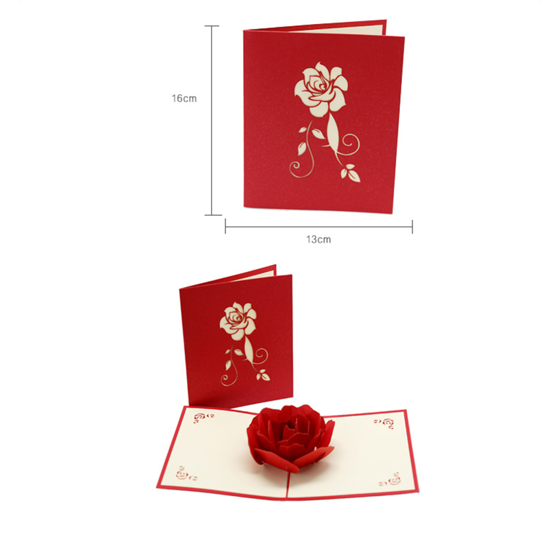 1pc Rose Blume 3D Pop hoch Grußkarten mit Umschlag Mariage Hochzeit Einladung Valentinstag Gruß Karte Valentinstag: Ursprünglich Titel