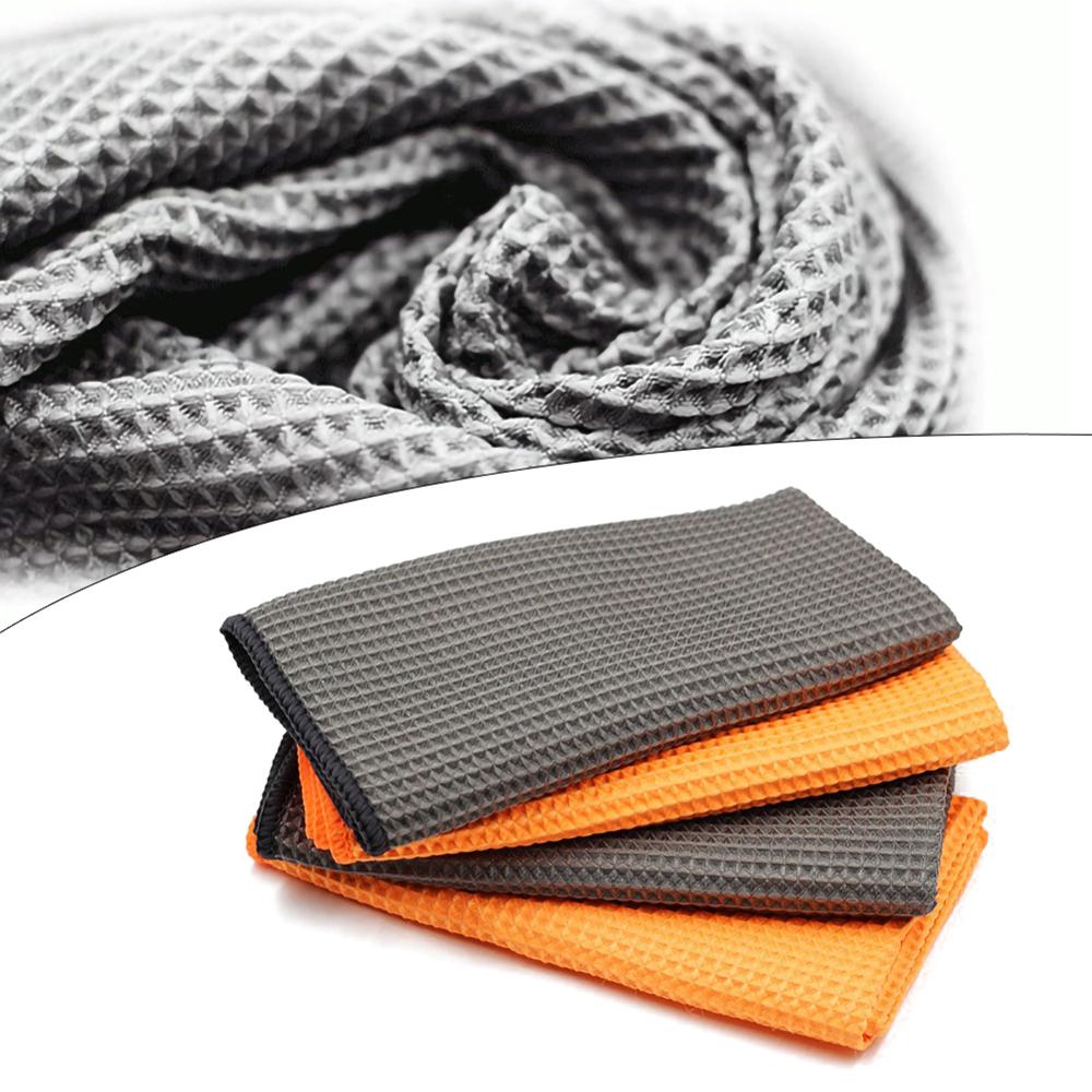 2pcs Soft Car Window Care Microfiber Wax Polishing Detailing Towel Car Cleaning Wash Traceless Cloth Kitchen Cleaner 40x40cm