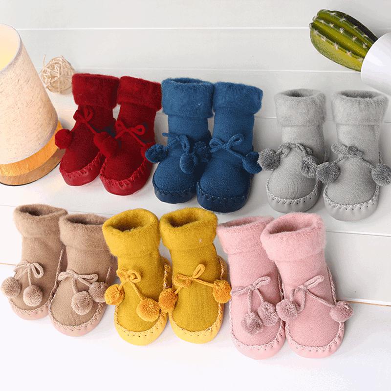 Baby Jongens Meisjes Sokken Winter Katoenen Baby Been Plus Dikker Fluwelen Warmers Sokken Baby Anti-Slip Peuter Zachte Zolen vloer Sokken