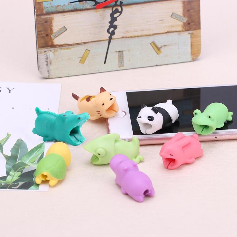 Data Cable Protection Sleeve Cable Winder Cute Animal Bite Cable Protector For iPhone Panda Bites Doll Model Holder Cable Winder