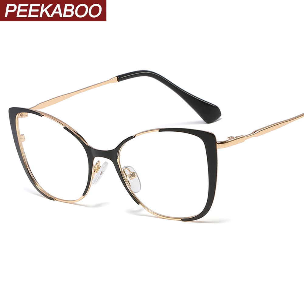 Peekaboo retro Katze Auge brille rahmen für frauen optische damen artikel klar objektiv metall brillen Rahmen weibliche dekoration