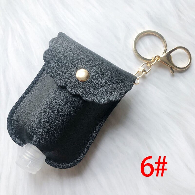 60Ml Reizen Lekvrije Leather Case Sleutelhanger Tas Hervulbare Lege Fles Voor Handdesinfecterend Bag Met Key Ringen Hanger fles: 6