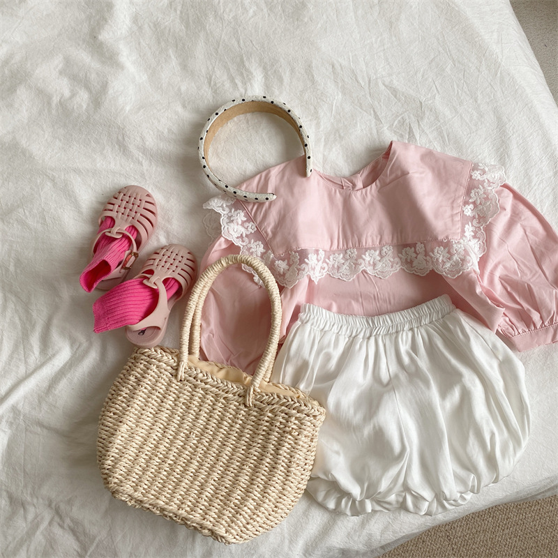 2022 Spring Summer New Korean Girls Cute Bud Pumpkin Pants Children&#39;s Lantern Solid Color Shorts