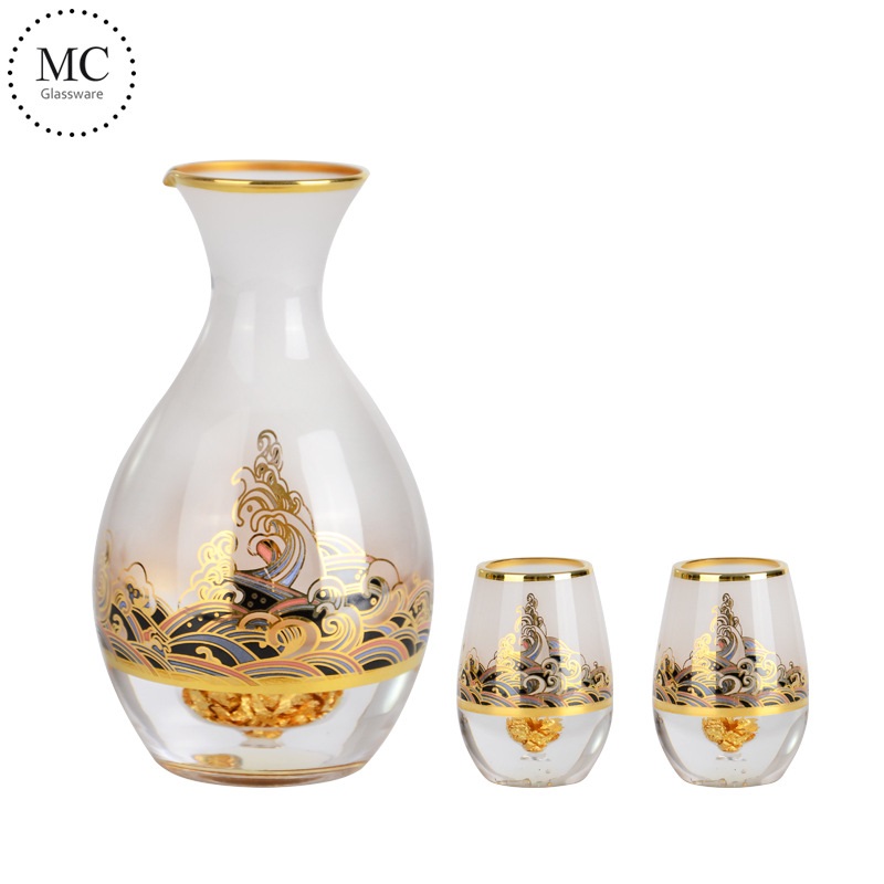 Palats gyllene folie flaska vinkopp vinset klassisk liten flaska liten altare glas vinkopp och mixer set