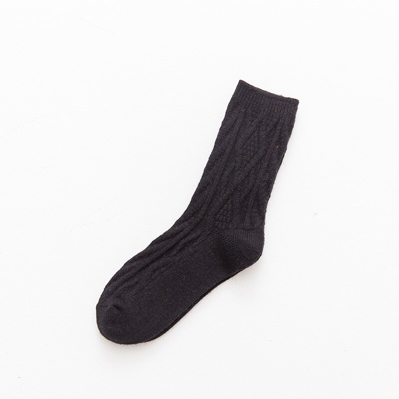 Women Socks Woo Warm Soft Solid Casual Winter Velvet Feet Warmer Socks 1Pair: Black