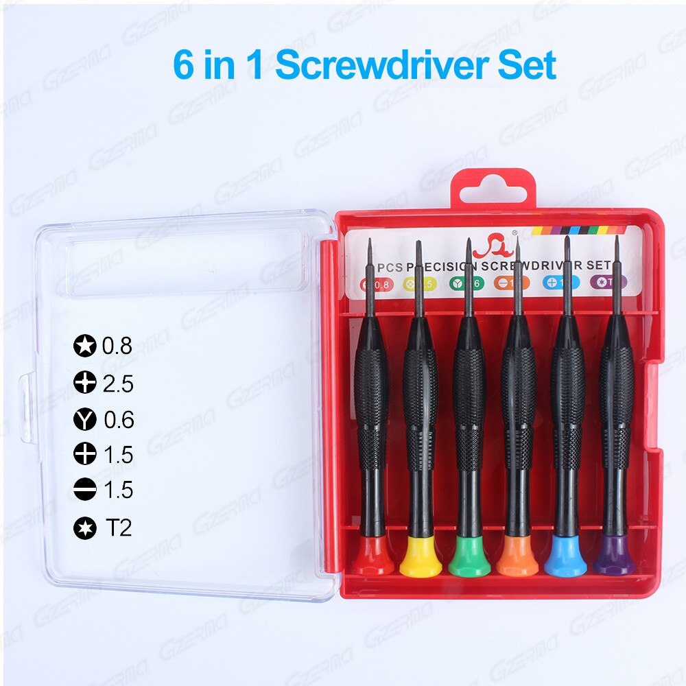 19 Stuks Professionele Elektronica Opening Pry Reparatie Gereedschap Kit Met 6Pcs Schroevendraaier Kit Voor Iphone Mobiele Telefoons Laptops Tabletten: 6 in 1 Screwdriver