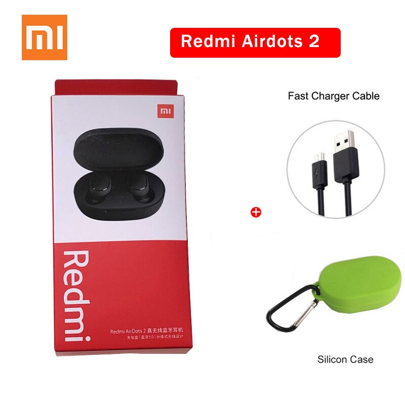 Xiaomi Redmi AirDots 2 TWS Bluetooth 5.0 Noise Reduction with Mic AI Control Redmi AirDots S True Wireless Headset: Airdots 2 green usb