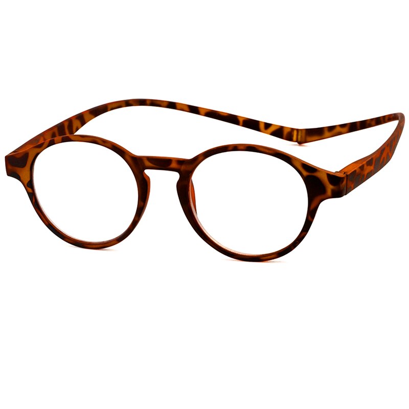 Portable Hanging Neck Magnet Reading Glasses for Men Women Presbyopic Glasses Round Frame Magnetic Readers black tortoise shell: +150 / Leopard