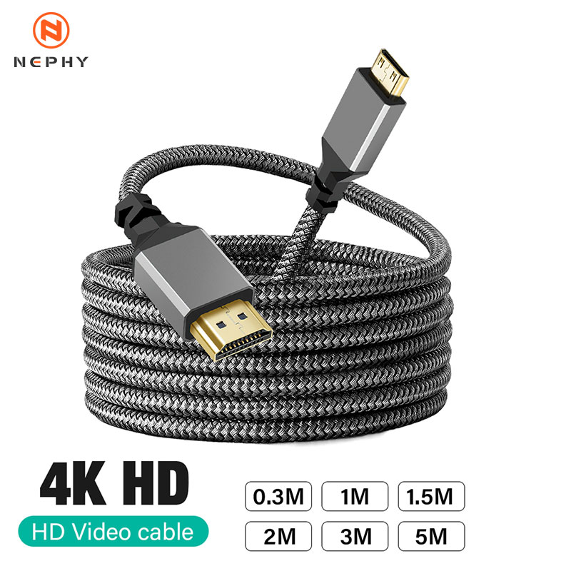 Mini hdmi til hdmi-kabel hdmi 2.0 2.0 mini hdmi hann til hann 4k 60hz hd-adapter omformer 1m 2m 3m 5m 1 2 3 5 meter lang 30cm korte