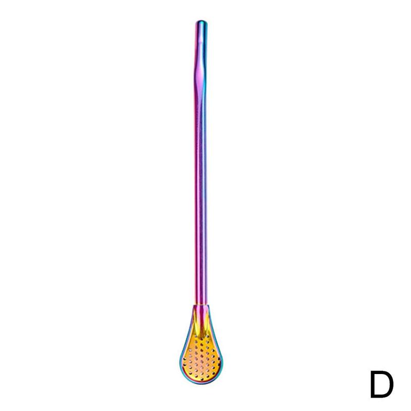 1pcs Metal Straw Steel Drinking Tea Yerba Mate Straw Gourd Filter Pipette Bombilla Filter Pro Spoon O2U3: color
