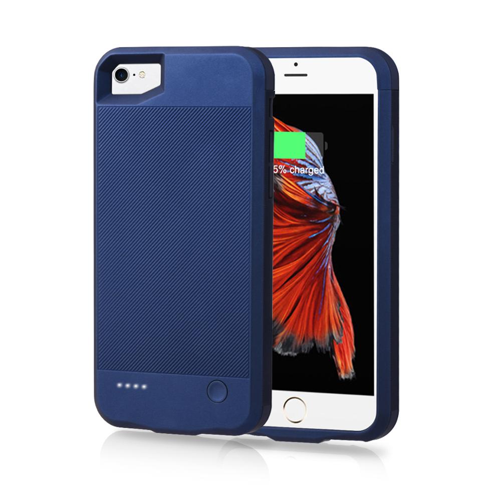 Batterij Oplader Voor Iphone 7 8 Plus Batterij Case Power Bank Opladen Case Power Case Charger Ultra Slanke Externe blauw Pak