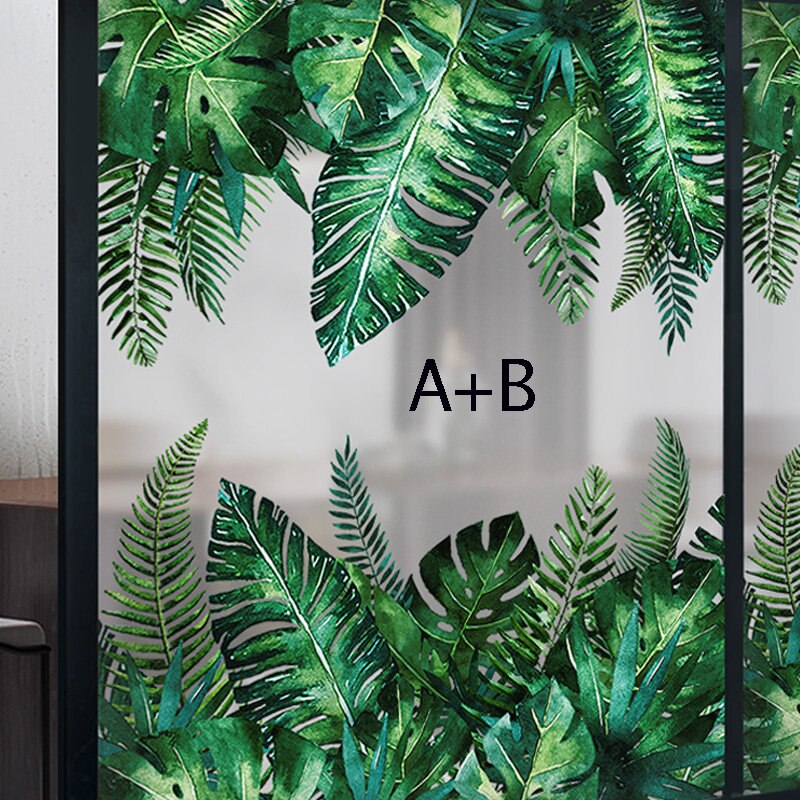 Green Plant Wall Stickers for Living Room Bedroom Balcony Door Decal Waterproof Adhesive 3D Window Stickers Skirting Wall Paper: AB Set