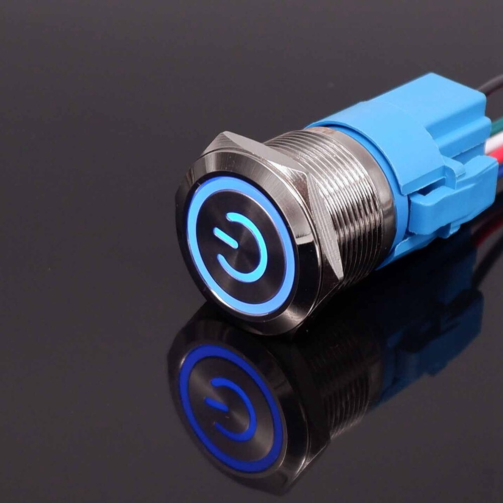 22mm metal button switch LED Light Waterproof illuminated PC Power Switch Metal Doorbell Horn Push Button Switch 5v 24v 220v