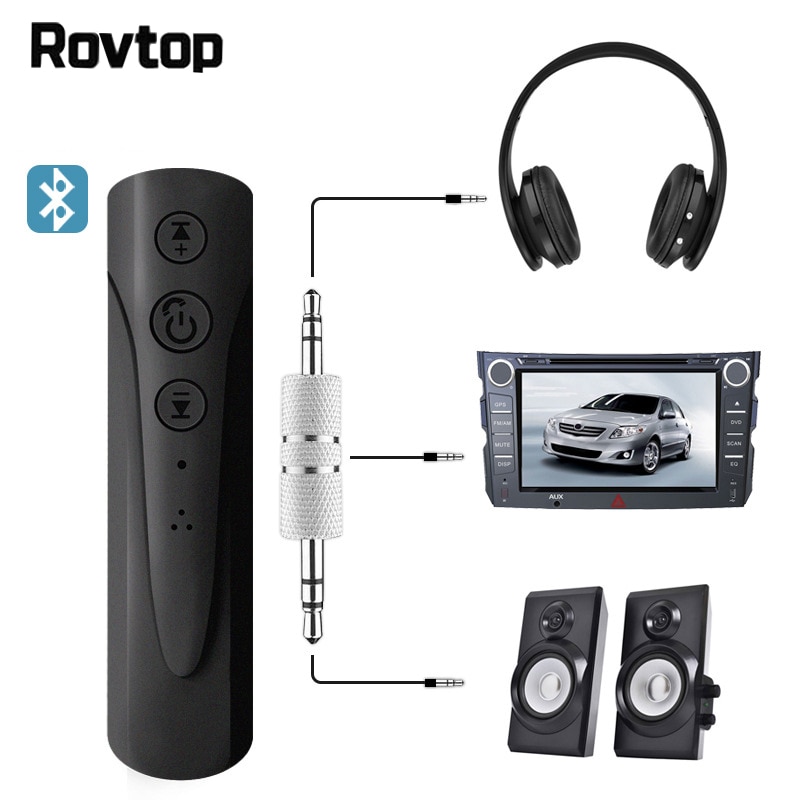 Rovtop Bluetooth 4.1 Audio-ontvanger mini 3.5mm Aux Audio Receiver Adapter Bluetooth Zender MP3 Auto Bluetooth Carkit