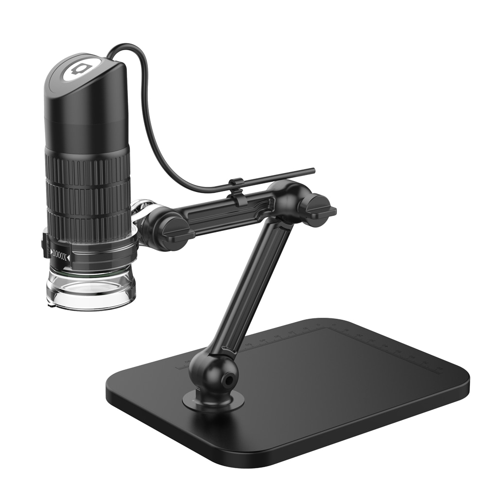 Microscopio Digital USB HD LED 2MP microscopio electrónico Zoom endoscopio Cámara lupa + soporte de elevación herramientas para la vida laboral escuela