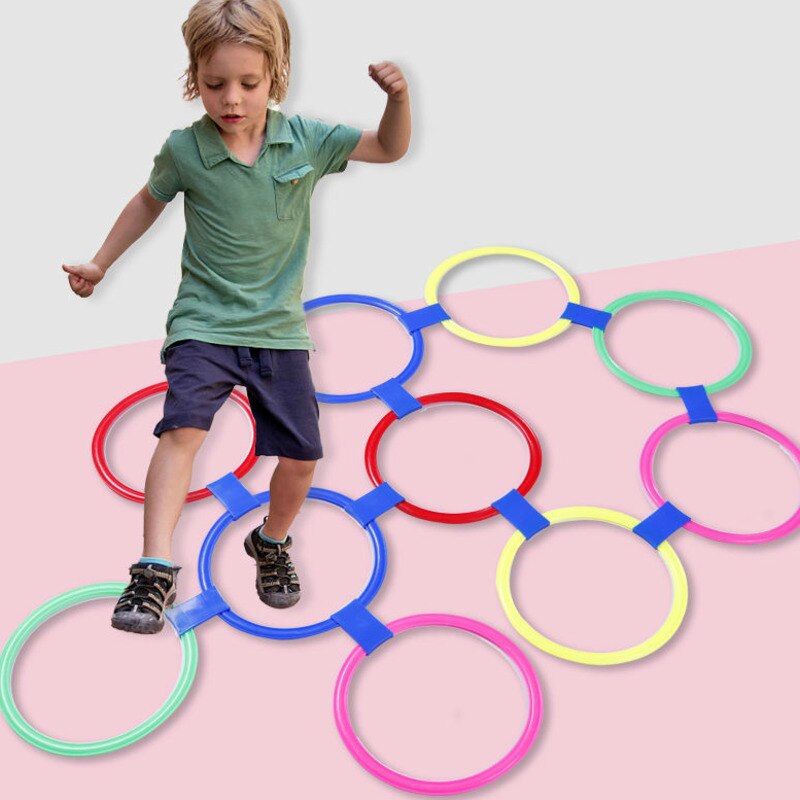 draussen Spaß Spiel Springen Ring Kindergarten Lehre Sport Spielzeug Hopscotch springen Zu sterben Gitter freundlicher Sensorische Ausbildung Ausrügestochen