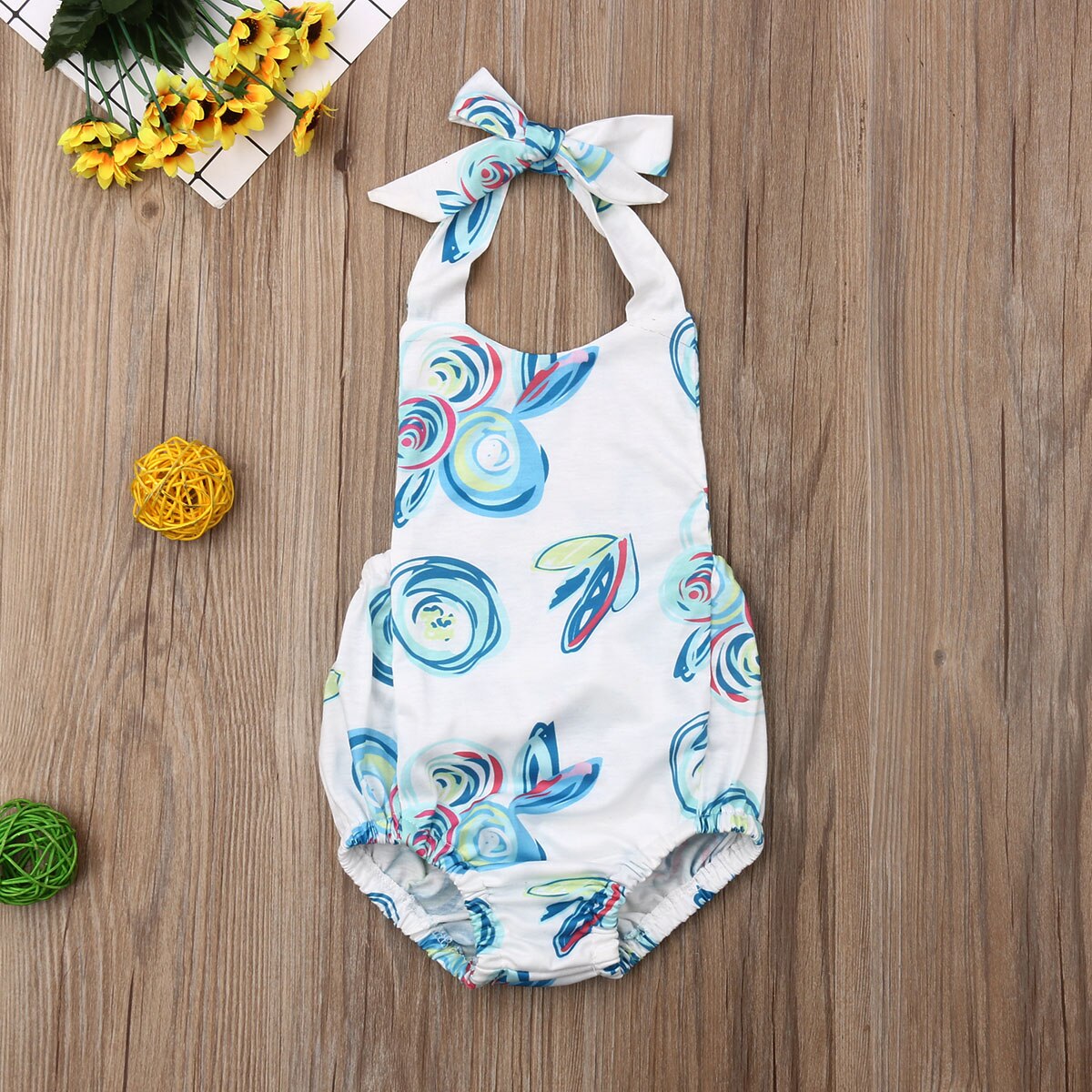 0-24m peuter baby jongens meisjes zomer bodysuit mouwloos bloemenprint jumpsuit outfits zonnepak kleding