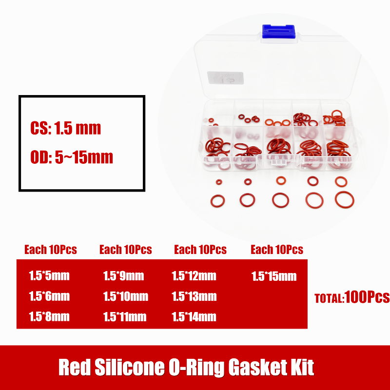 O-squillare in silicone rosso spessore 1.5/2/2.4/3.1mm kit guarnizioni per rondella di tenuta VMQ con isolamento ad alta temperatura resistente tutto'olio impermeabile: grigio