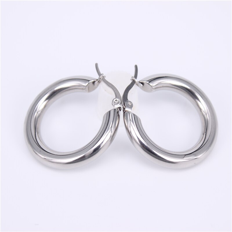 MGUB-pendientes clásicos de acero inoxidable 316L, pendientes populares de peso sólido liso de 20-30mm, pendientes lisos de pulido fino LH327, 2 colores: silver color 30mm