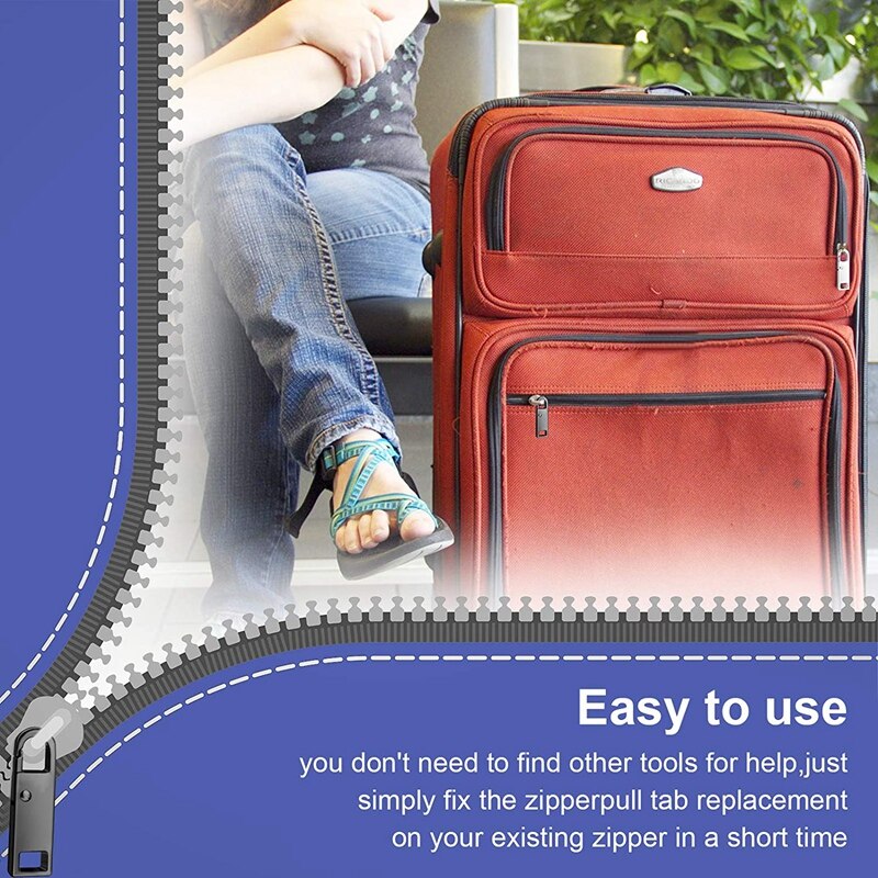 12Pcs Zipper Pull Tab Replacement Metal Zipper Handle Replacement Zipper Extender Handle Mend Fixer Repair Zipper Slider